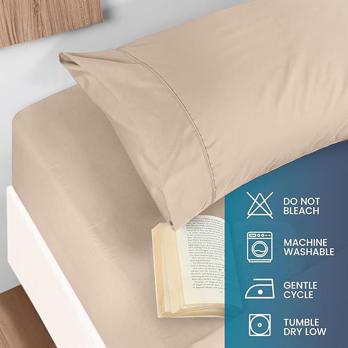 Utopia Bedding Queen Sheet - Brushed Microfiber - Soft Bed Sheet for Queen Size Bed - Includes 1 Fitted Sheet Only- Deep Pocket (Beige/Light Brown))