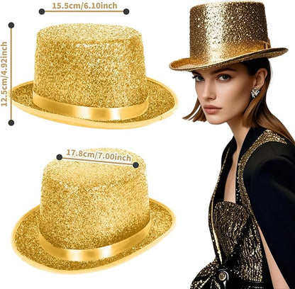 Top Hats for Men Women Adults, Shiny Magician Hat Tuxedo Hat Victorian Dress Up Christmas Top Hats