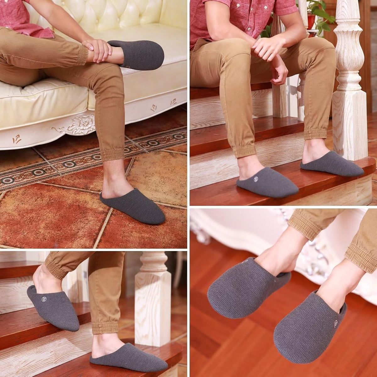 Merence Unisex Men's Women's Memory Foam Slippers Comfort Cotton-blend Closed Toe House Shoes Indoor Scuff