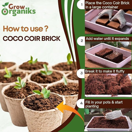 2 Pack Premium Coco Coir Brick for Plants  100 Organic Compressed Coconut Coir Bricks Starting Mix, Coco Coir Fiber Coconut Husk for Planting, Gardening, Potting Soil Substrate, Herbs, 1.4 LBBrick