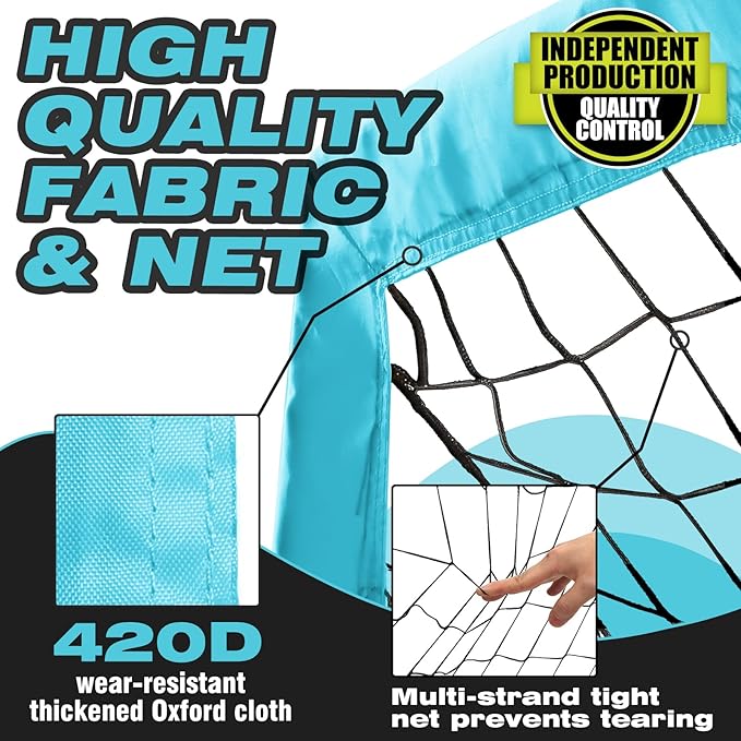 Kids Soccer Goal for Backyard, 53, 64, 95FT Easy Foldable Soccer Practice Net with Portable Carrying Bag for Toddler Youth Adult Soccer Training Equipment Outdoor Sports Game