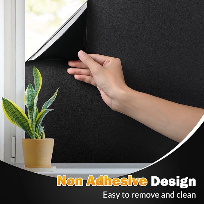 rabbitgoo Blackout Window Film, Sun Heat Blocking Privacy Cover for Glass, Removable Opaque Room Darkening Dark Black Out Window Covers Tint Shades for Home Day Sleep Light Blocker 23.6 x 78.7 Inches
