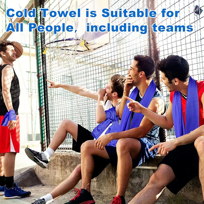 Sukeen Cooling Towels for Neck and Face (40"x12"), 20 Pack, Royal Blue, PVA Material, Reusable