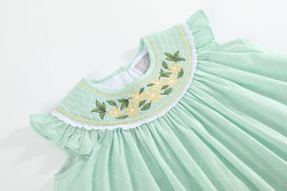 Size 18-24 Mos. Lil cactus Girls Baby and Toddler Smocked Bishop Dress -Bunny Embroidered Cotton Dress, Spring Summer Boutique Outfit