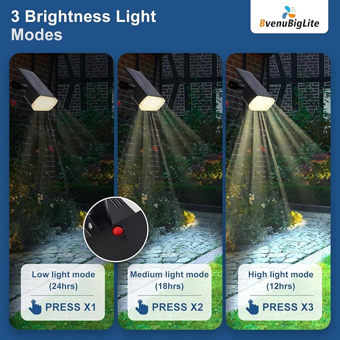 Solar Lights Outdoor Waterproof Light Replacement - 3 Lighting Modes Solar Powered for Yard - Dust to Dawn Uplighting Landscape Pathway Drive Patios 1PC 2700K (Does not include spike)