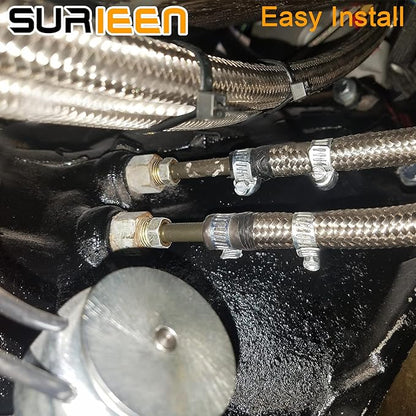6AN 52" Transmission Fluid Oil Cooler Hose Line kit, Compatible with GM Chevy Ford GMC Buick Cadillac Cars and Trucks Stainless Steel Braided PTFE Hose Transmission Cooling Lines