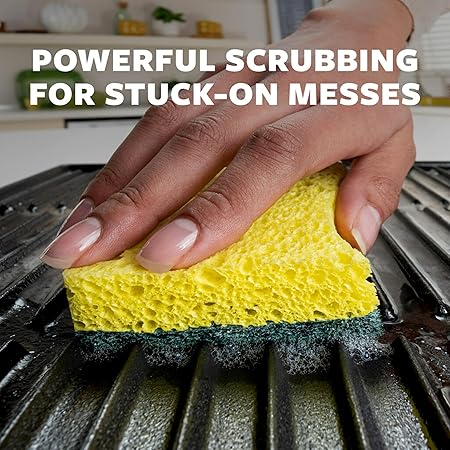 Scotch-Brite Heavy Duty Scrub Sponge, 9 Kitchen Sponges, Designed for Tough Messes in the Kitchen, Lasts 3X Longer, Best for Cast Iron Skillets, Outdoor Grills, Flexible, Durable  Strong