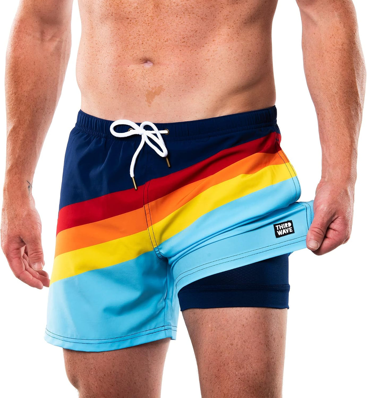Swim Trunks with Compression Liner - Men's Premium 5 Inch Inseam Quick Dry Swim Shorts for Beach and Swimming
