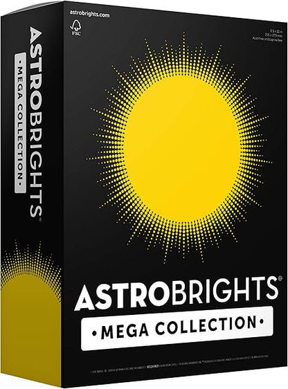 Astrobrights Mega Collection, Colored Cardstock, Bright Yellow, 320 Sheets, 65 lb/176 gsm, 8.5" x 11" - MORE SHEETS! (91625)