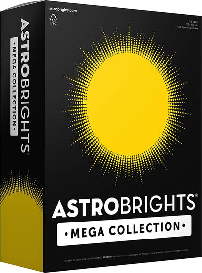 Astrobrights Mega Collection, Colored Cardstock, Bright Yellow, 320 Sheets, 65 lb176 gsm, 8.5" x 11" - MORE SHEETS! (91625)
