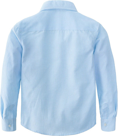 JOGAL Boys Long Sleeve Oxford Dress Shirts Casual Button Down Shirts Striped Tops for 6-14 Years