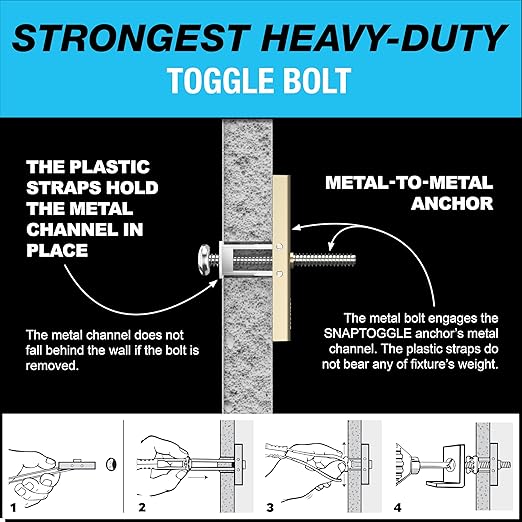(BA) 316-24 Toggler SNAPTOGGLE Heavy Duty Toggle Bolt Zinc with 316-24 x 2 12 Combo Pan Machine Screws Zinc (100 Pcs)
