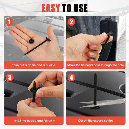 50PC Upgraded Nylon Cable Tie Buckle Universal Heavy Duty Self-Locking Automotive Fasteners for Bumper Fender LinerDoor Panel Push Pin Rivet & Trim Retainer Clip Replacement