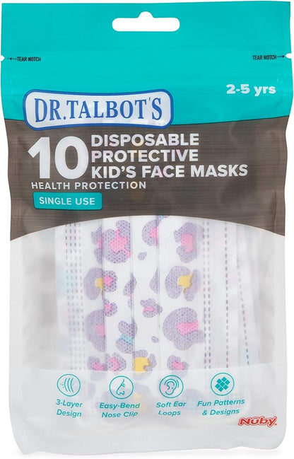 Dr. Talbot's Disposable Kid's Face Mask for Personal Health, Girl 2-5 Years, Prints May Vary, 10 Count