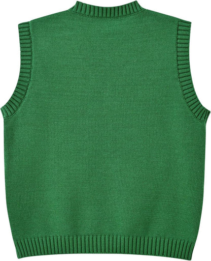 Women's Sweater Vest,Y2K Sleeveless Pattern Preppy Style Knitted Crop Tank Top for Girl