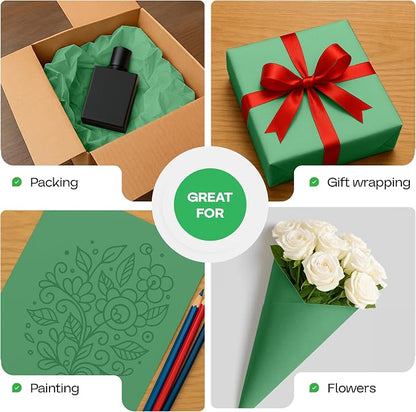36" x 1200" (100 ft) Green Kraft Paper Roll - USA-Made Quality Craft Paper for Gift Wrapping, Kids' Arts & Crafts, School Projects - Natural Material 50lb Thickness by IDL Packaging