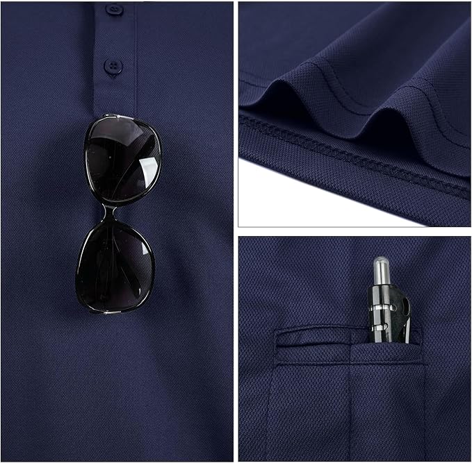 GYMELITE Men's Golf Polo Shirt Short  Long Sleeve Polo Shirts Dry Moisture Wicking Performance Outdoor Casual Collar Shirt