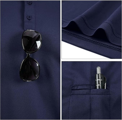 GYMELITE Men's Golf Polo Shirt Short  Long Sleeve Polo Shirts Dry Moisture Wicking Performance Outdoor Casual Collar Shirt