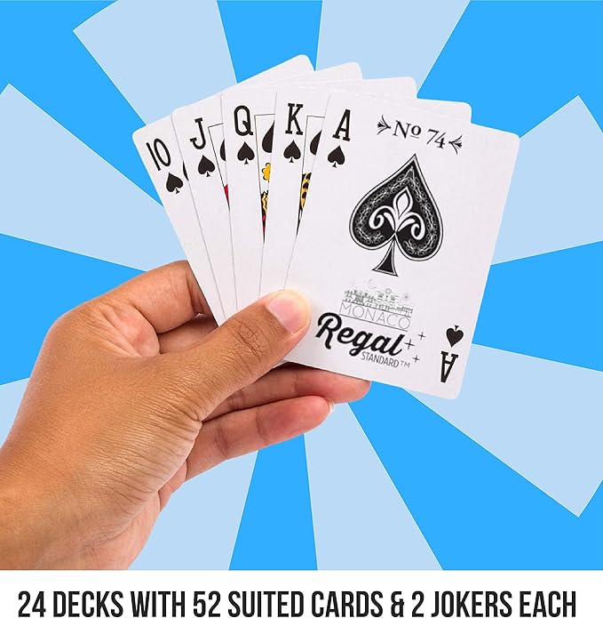 Regal Games - Bulk Playing Cards Set for Adults  Professionals - 24 Standard Decks, Large Print Deck of Cards - Blackjack, Euchre, Canasta, Poker Cards - Fun  Travel Playing Cards (24 Pack)