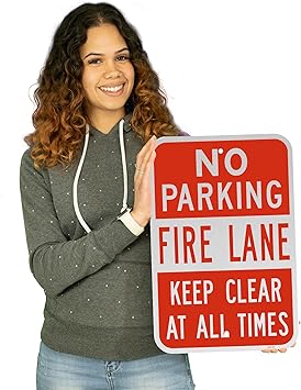 Brimar - 12" x 18" - Fire Lane Keep Clear At All Times Sign - .063 Engineering Grade Reflective Aluminum - Bold Text And Symbol - Easy Installation
