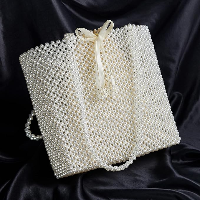 Pearl Purse Tote Bag Shouder Bag For Women Wedding Party Shiny Beaded Bag Travel Bag With Pearl