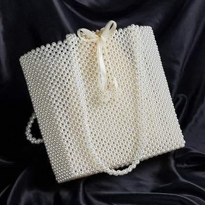 Pearl Purse Tote Bag Shouder Bag For Women Wedding Party Shiny Beaded Bag Travel Bag With Pearl