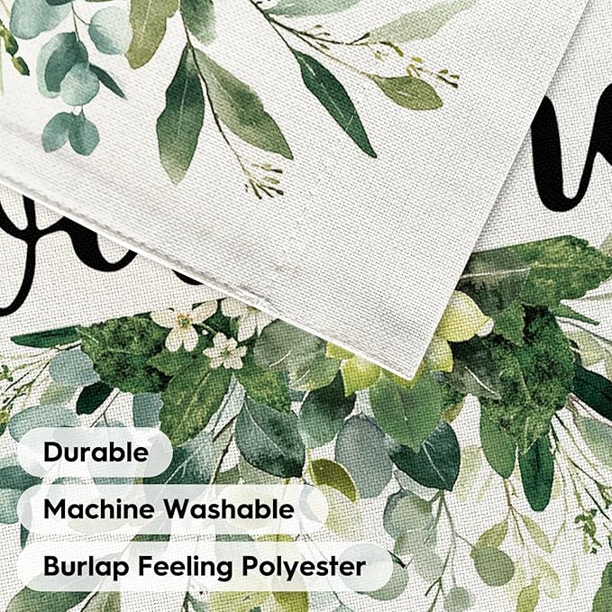 AVOIN colorlife Spring Summer Floral Welcome House Flag 28x40 Inch Double Sided Outside, Eucalyptus Seasonal Farmhouse Yard Outdoor Flag
