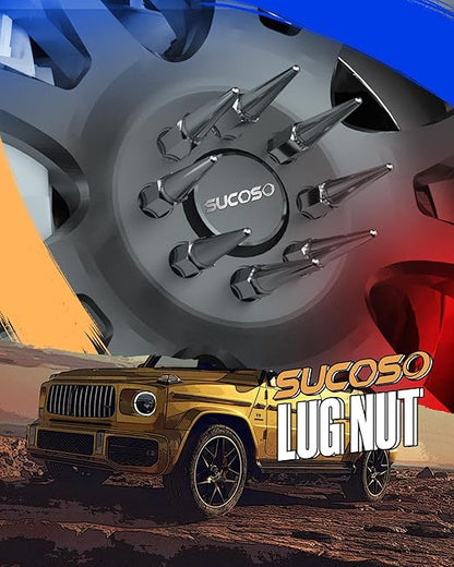 916-18 Spike Lug Nuts for 1994-2011 Dodge Ram 2500 3500, 2002-2010 Ram 1500, 1988-1997 Ford F250 F350, 2004-2009 Durango, 32PCS Spiked Lug Nuts 916-18 Chrome with Socket Key for Aftermarket Wheel