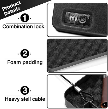 Gun Safe for Pistol Small Portable Handgun Lock Box with Combination Lock, Pistol Safe for Car, Home, Travel, 9.4" x6.6" x1.8",Black