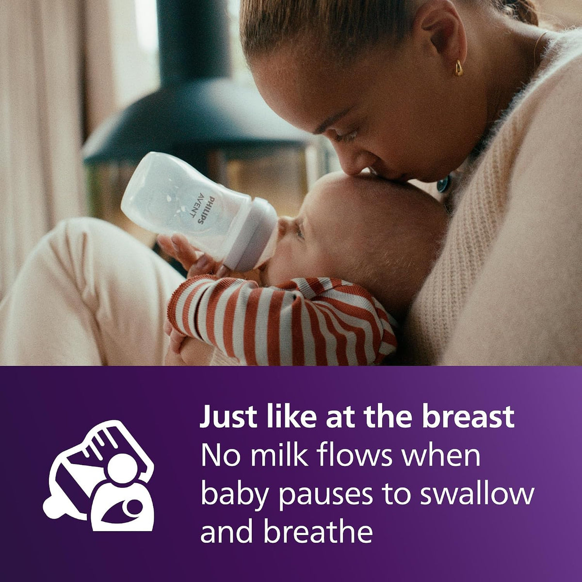 Philips Avent Natural Baby Bottles with Natural Response Nipples (Fast Flow, Flow 4), 11oz, 2-Pack, SCY906/02 (No Original Packaging)