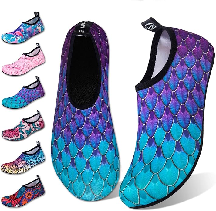 WateLves Water Shoes for Womens Mens Barefoot Quick-Dry Aqua Socks for Beach Swim Surf Yoga Exercise New Translucent Color Soles