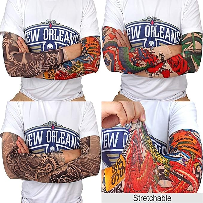 YARIEW 6pcs Temporary Tattoo Sleeves, 6pcs Set Arts Temporary Fake Slip On Tattoo Arm Sleeves Kit