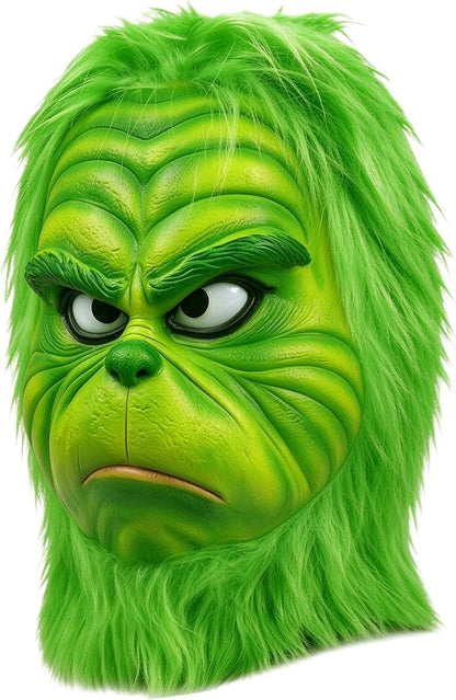 Green Furry Masks, Cosplay Monster Mask for Adults, Costume Accessory for Halloween Christmas Party