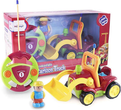 Haktoys Remote Control Bulldozer Toy for Toddlers  Easy RC Construction Tractor with Blade for Boys  Girls Ages 18 Months and Up  First Remote Control Vehicle for Kids