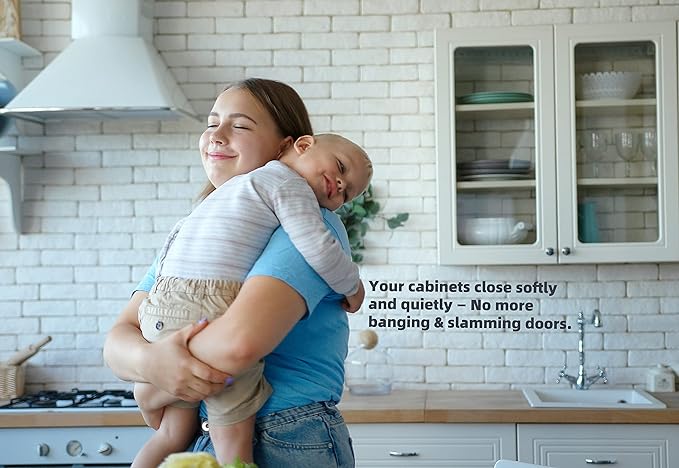 DecoBasics Half Overlay Soft Close Cabinet Hinges for Kitchen Cabinets (2 Pcs) -105 Frameless Concealed Cabinet Door Hinge -3 Way Adjustability -Clip on Plate  Matching Screw for Easy Installation