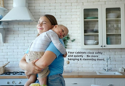 DecoBasics Half Overlay Soft Close Cabinet Hinges for Kitchen Cabinets (2 Pcs) -105 Frameless Concealed Cabinet Door Hinge -3 Way Adjustability -Clip on Plate  Matching Screw for Easy Installation