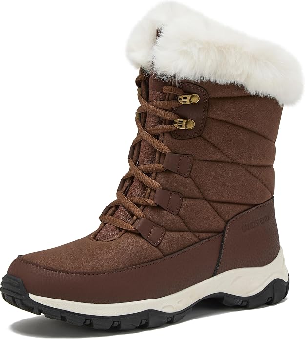 6.5 Size, Lands' End Expedition Waterproof Insulated Womens Snow Boots, Lace Up or Slip On Winter Boots for Women, Medium or Wide Width Sizes 6 to 11, Black, Brown, Blue, White or Grey Winter Shoes
