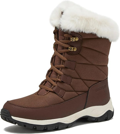 6.5 Size, Lands' End Expedition Waterproof Insulated Womens Snow Boots, Lace Up or Slip On Winter Boots for Women, Medium or Wide Width Sizes 6 to 11, Black, Brown, Blue, White or Grey Winter Shoes
