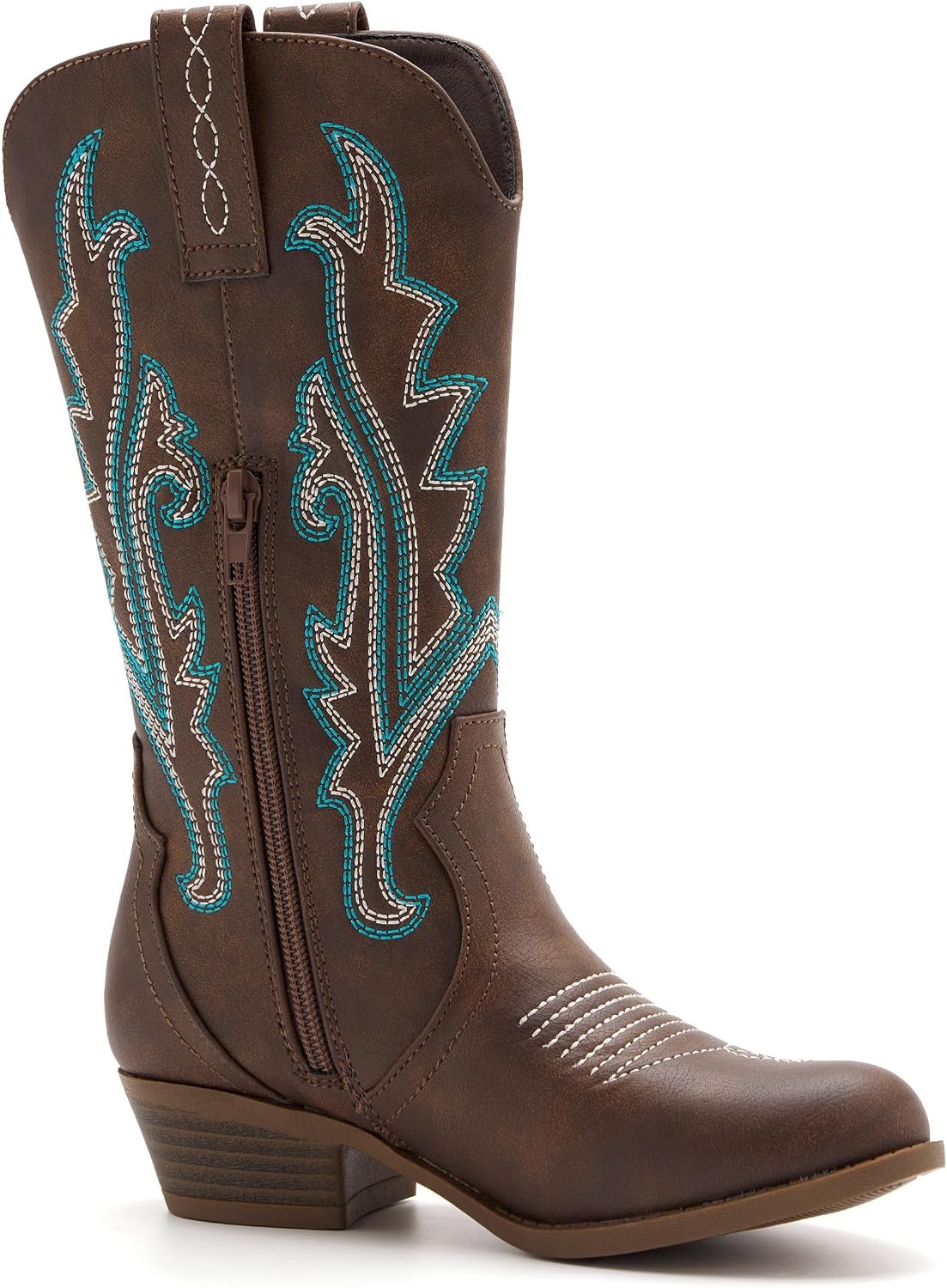 Girls Kids Western Boots Embroidered Cowgirl Cowboy Boots Girls Mid Calf Riding Shoes Little Kid/Big Kid