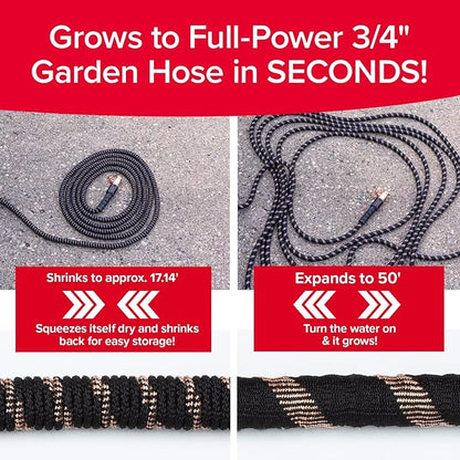 Pocket Hose Copper Bullet Expandable Garden Hose 50 FT w/10 Pattern Thumb Spray Nozzle AS-SEEN-ON-TV 650psi 3/4 in Patented Lead-Free Ultra-Lightweight Solid Copper Anodized Aluminum Fittings No-Kink