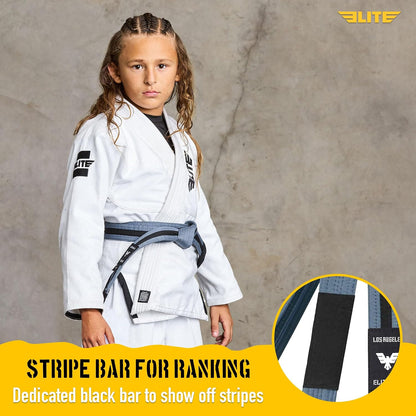 Elite Sports Kids Brazilian Jiu Jitsu Belts Preshurunk Martial Arts Youth BJJ Belts for Girls & Boys with BJJ Ranking Stripes ( C2 )