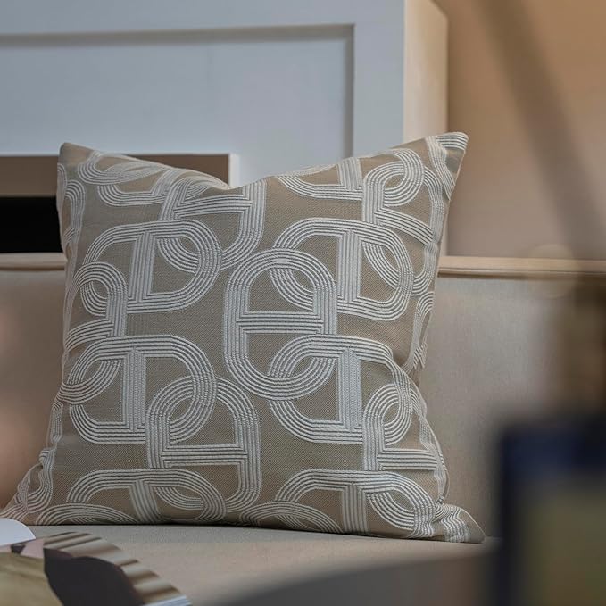 Croker Horse 20 x 20 inch cushion cover, pignose horseshoe design, chenille jacquard embroidery, modern style, luxury, for living room and bedroom