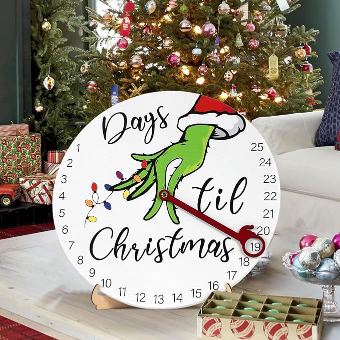 DAZONGE Christmas Decorations Welcome Sign  2024 Christmas Countdown Advent Calendar for All Ages  12'' Wooden Christmas Wreath with Easel for Door Wall Mantel Decor  Christmas Decor