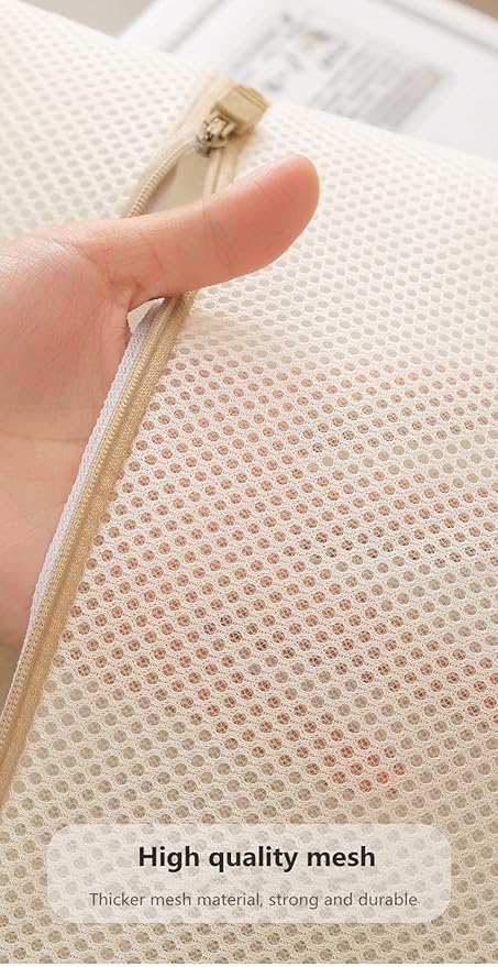 ZITEZHGO Small Mesh Laundry Bags Laundry Wash Bags Laundry Bags Wash Organizer for Delicates Dorm Underwear Bras Underwear (Beige,Bra+Underwear)