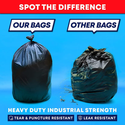 Tasker 95-96 Gallon Trash Bags Heavy Duty (Mega-Value 50/Bags w/Ties) 95-100 Gallon Trash Bags?Black Heavy Duty Trash Bag ?Extra Large Garbage Bags