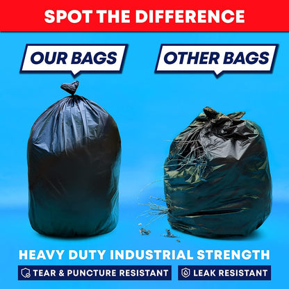 Tasker 44-45 Gallon Trash Bags Heavy Duty, (Value 100 Bags w/Ties) Extra Large Black Trash Bags - 39 Gallon - 40 Gallon - 42 Gallon - 45 Gallon - Large Black Garbage Bags Heavy Duty