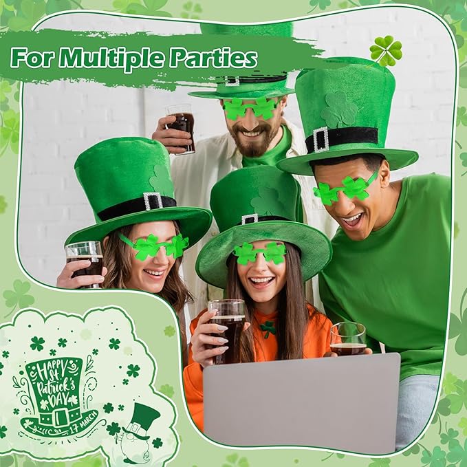 St. Patrick’s Day Shamrock Sunglasses Irish Shamrock Glasses Green Four Leaf Clover Glasses St Patricks Accessories
