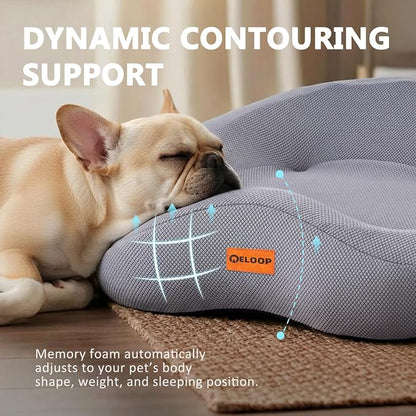 Memory Foam Dog Bed, Large Waterproof Pet Sofa with Sides & Removable Washable Cover, Non-Slip Bottom Supportive Couch for Large Dogs, Gray