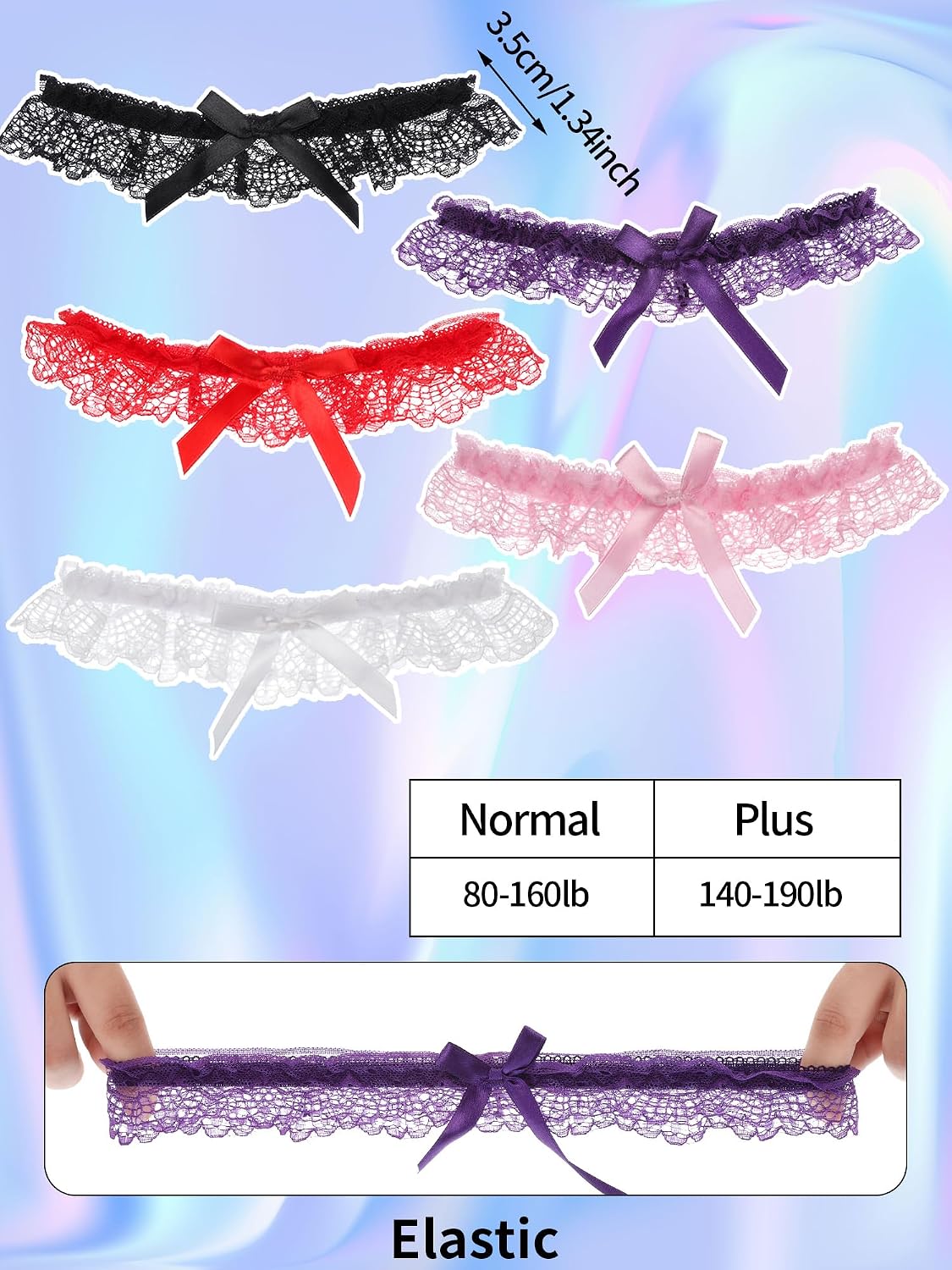 Boao 10 Pcs Wedding Garters for Bride Stretchy Lace Thigh Garters Belt Women Leg Ring for Bride Bridal Wedding Gift, 5 Style