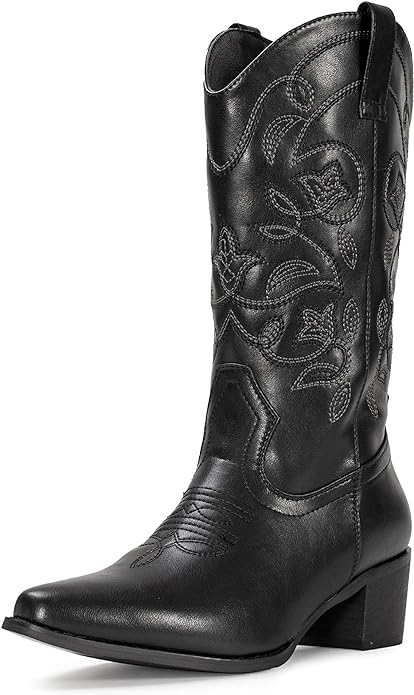 IUV Cowboy Boots For Women Pointy Toe Western Boots Cowgirl Boots | Women's Mid Calf Boots https://a.co/d/05btsG9g